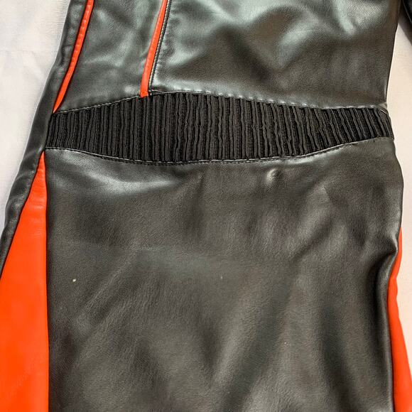 I.AM.GIA Faux Leather Moto Pants Orange Black Size M - Picture 6 of 16